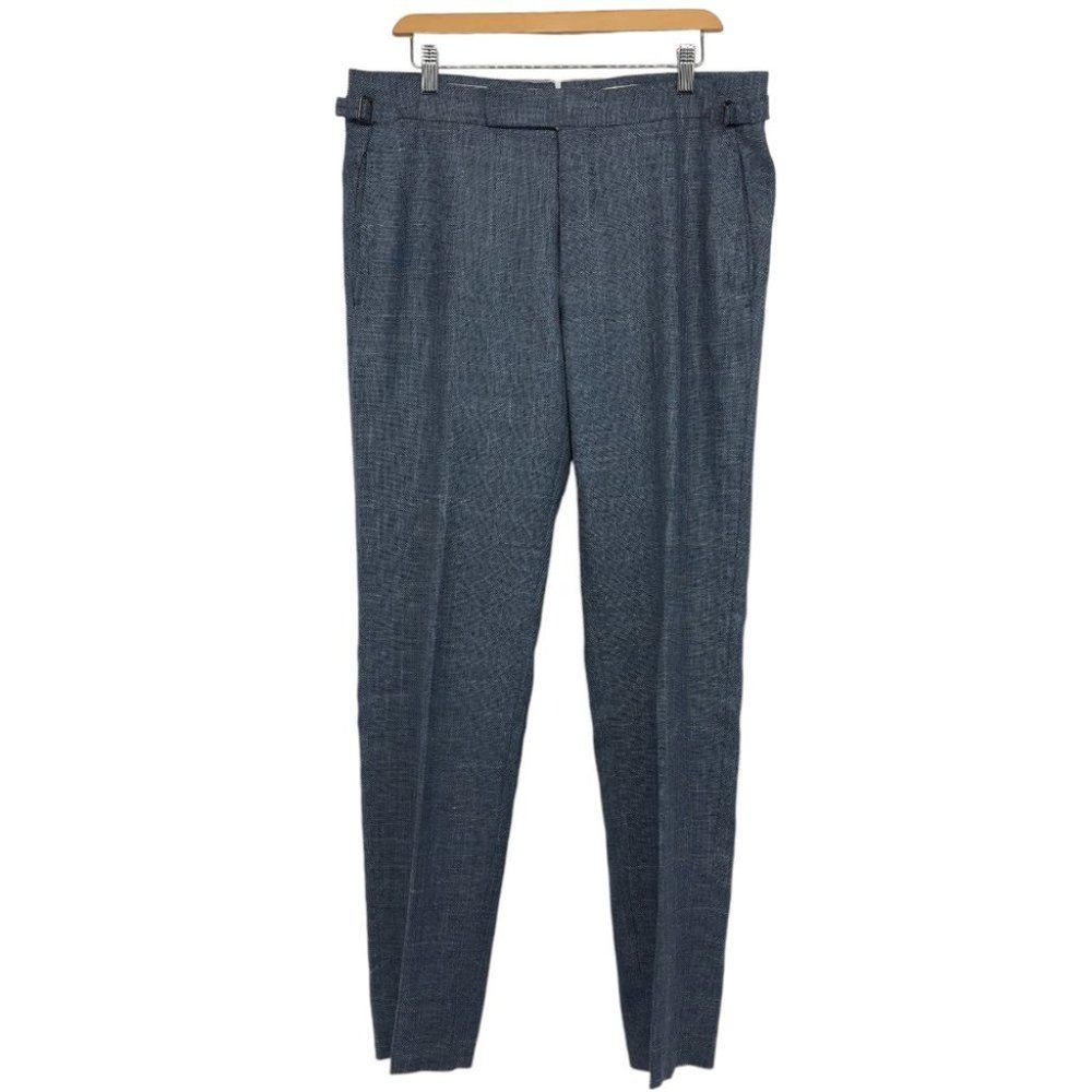 Tom Ford Blue Twill Silk, Wool and Linen blend Dress Pants size 48R